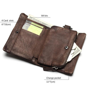Handmade Vintage Zipper Leather Wallet