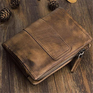 Handmade Vintage Zipper Leather Wallet