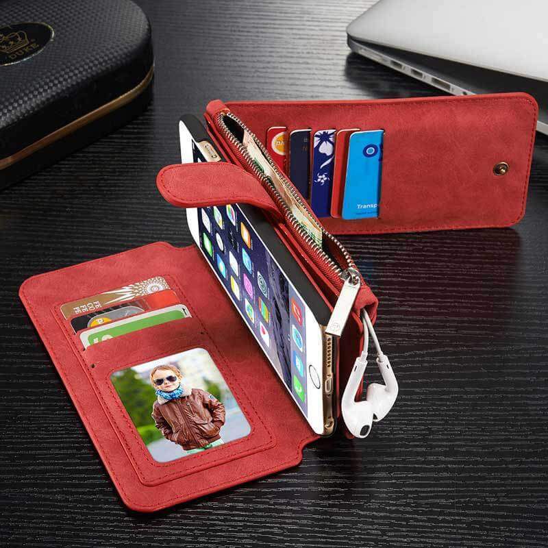Leather Multifunctional Zipper Wallet with Phone Cover