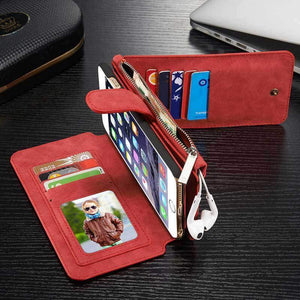 Leather Multifunctional Zipper Wallet with Phone Cover