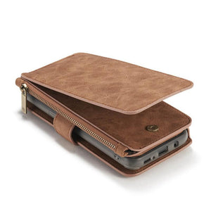 Leather Multifunctional Zipper Wallet with Phone Cover