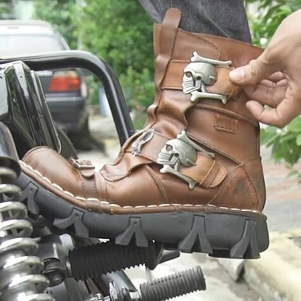 Handmade Genuine Cowhide Leather Skull Boots 的副本