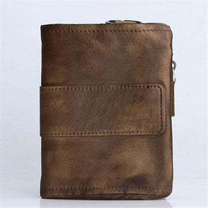 Handmade Vintage Zipper Leather Wallet