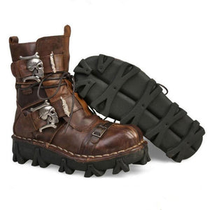 Handmade Genuine Cowhide Leather Skull Boots 的副本