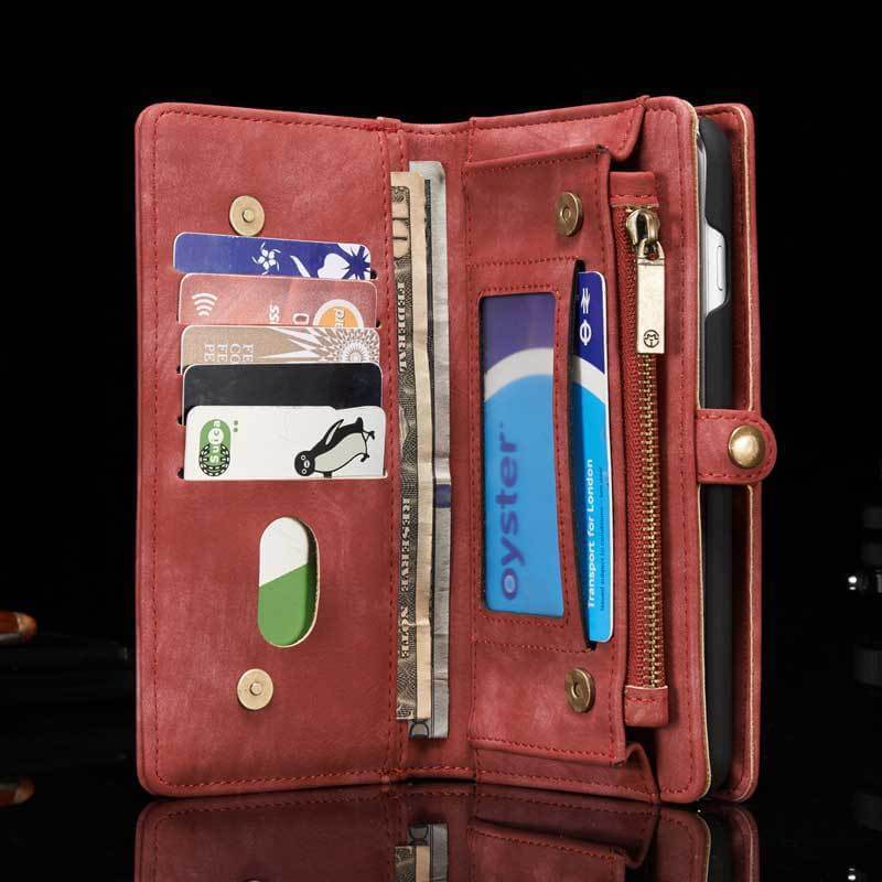 Leather Multifunctional  Zipper Wallet with Phone Cover（iphone）