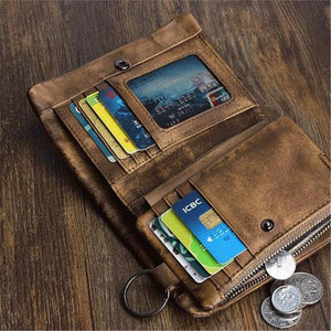 Handmade Vintage Zipper Leather Wallet