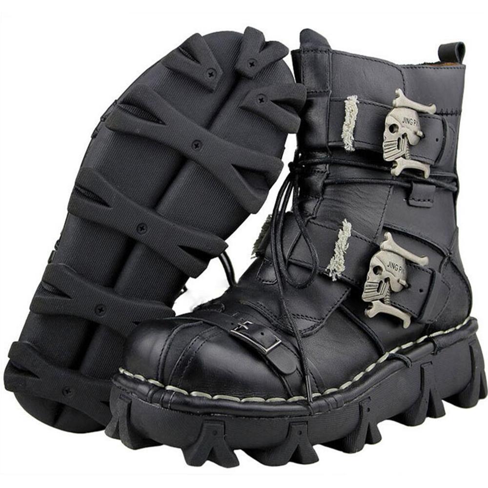 Handmade Genuine Cowhide Leather Skull Boots 的副本