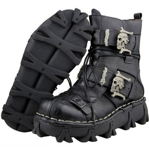 Handmade Genuine Cowhide Leather Skull Boots 的副本