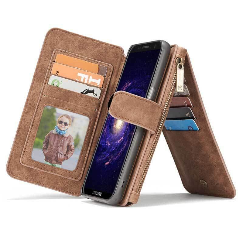 Leather Multifunctional Zipper Wallet with Phone Cover