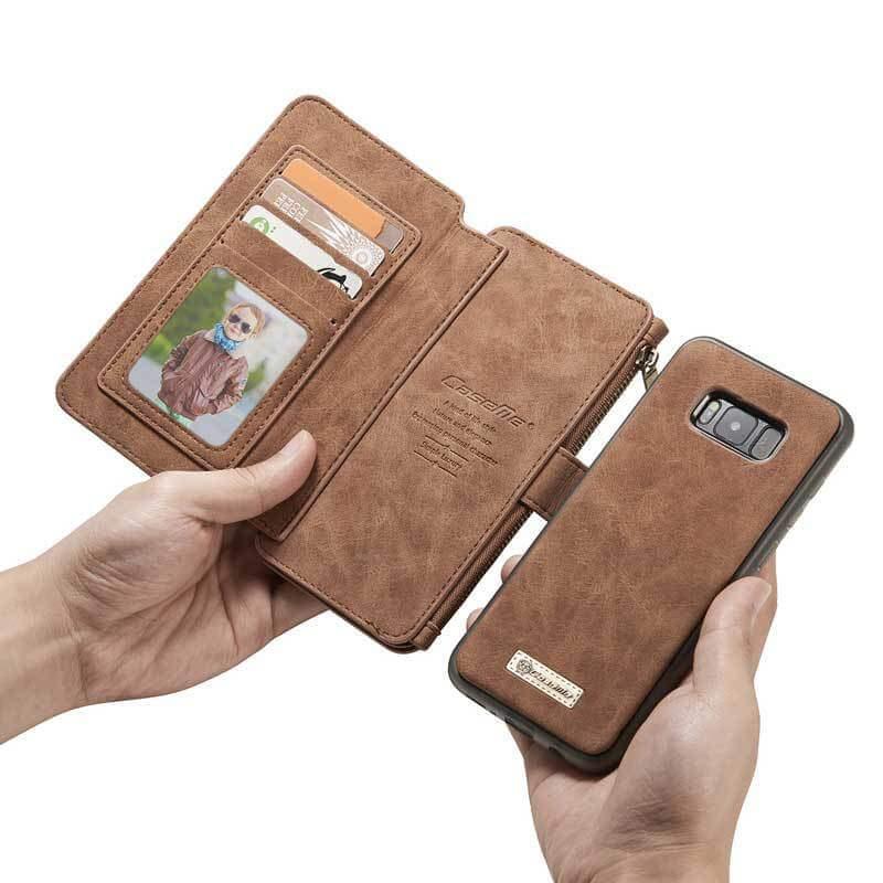Leather Multifunctional Zipper Wallet with Phone Cover