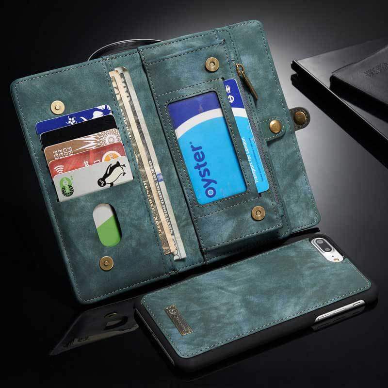 Leather Multifunctional  Zipper Wallet with Phone Cover（iphone）