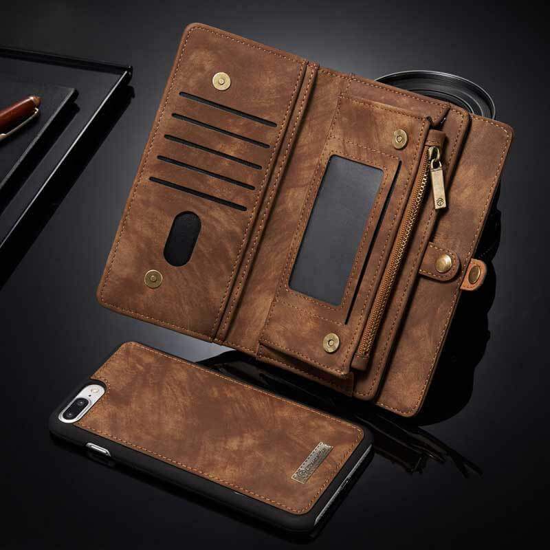 Leather Multifunctional  Zipper Wallet with Phone Cover（iphone）