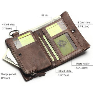 Handmade Vintage Zipper Leather Wallet