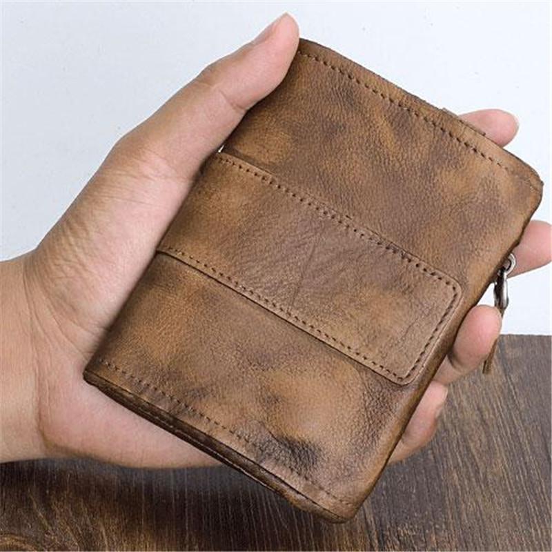 Handmade Vintage Zipper Leather Wallet