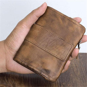 Handmade Vintage Zipper Leather Wallet