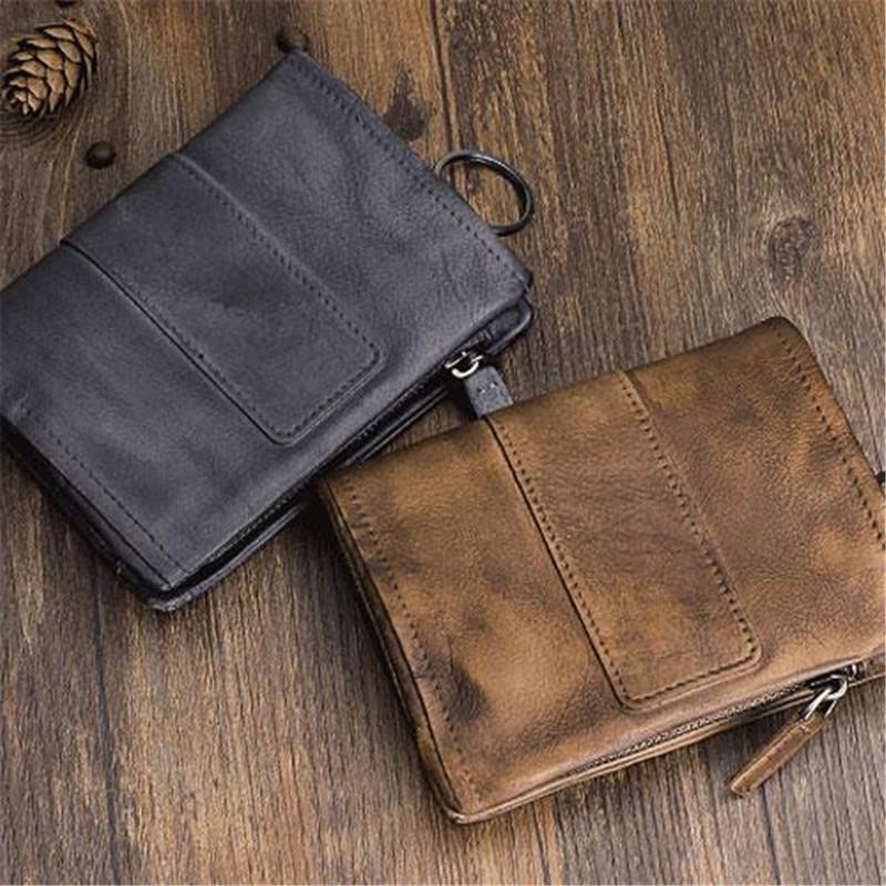 Handmade Vintage Zipper Leather Wallet